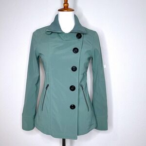 PRANA Martina Long Soft Shell Jacket XS Sage Green Full Zip Pockets Outdoor